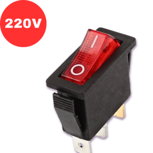 مفتاح كبسة تشغيل مضيء KCD3 ليد أحمر 220 V فولط